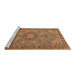 Sideview of Machine Washable Medallion Brown Traditional Rug, wshtr3221brn