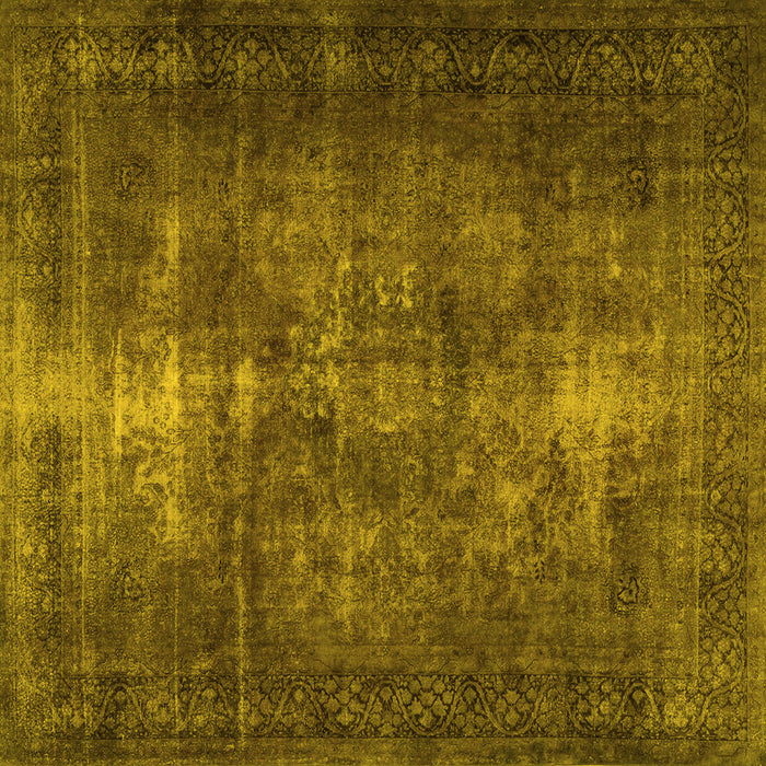 Square Machine Washable Persian Yellow Traditional Rug, wshtr3222yw