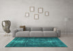 Machine Washable Persian Turquoise Traditional Area Rugs in a Living Room,, wshtr3222turq