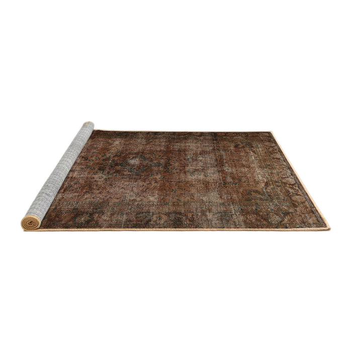 Sideview of Machine Washable Traditional Sienna Brown Rug, wshtr3223