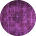 Round Machine Washable Persian Purple Traditional Area Rugs, wshtr3223pur