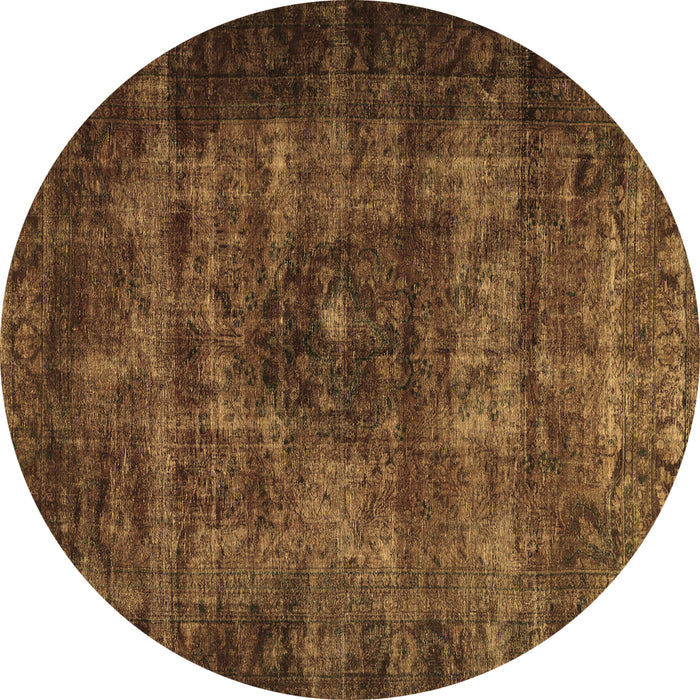 Round Machine Washable Persian Brown Traditional Rug, wshtr3223brn