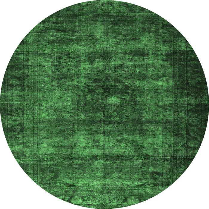 Round Persian Emerald Green Traditional Rug, tr3223emgrn