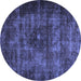 Round Persian Blue Traditional Rug, tr3223blu