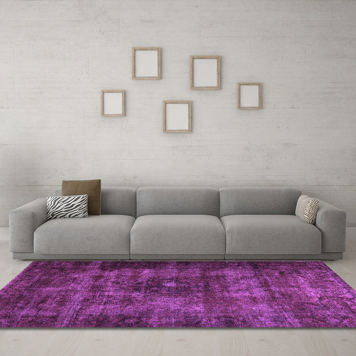 Machine Washable Persian Purple Traditional Area Rugs in a Living Room, wshtr3223pur
