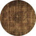 Round Persian Brown Traditional Rug, tr3223brn