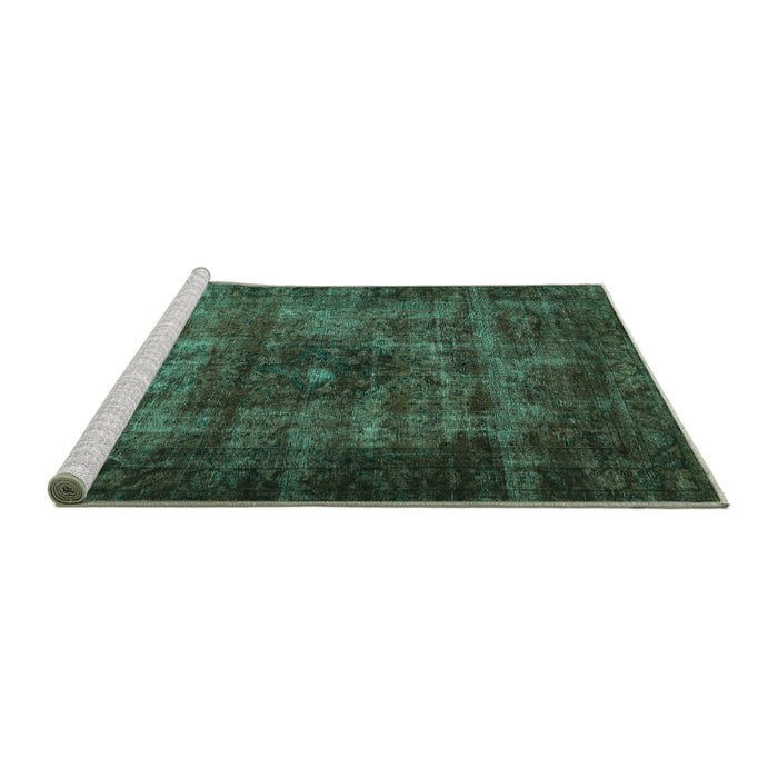 Sideview of Machine Washable Persian Turquoise Traditional Area Rugs, wshtr3223turq
