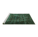 Sideview of Machine Washable Persian Turquoise Traditional Area Rugs, wshtr3223turq