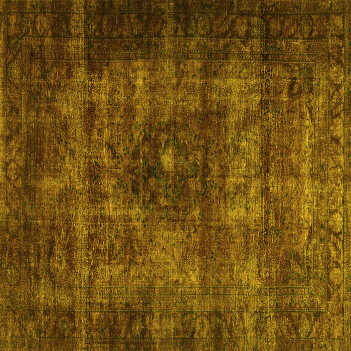 Square Machine Washable Persian Yellow Traditional Rug, wshtr3223yw