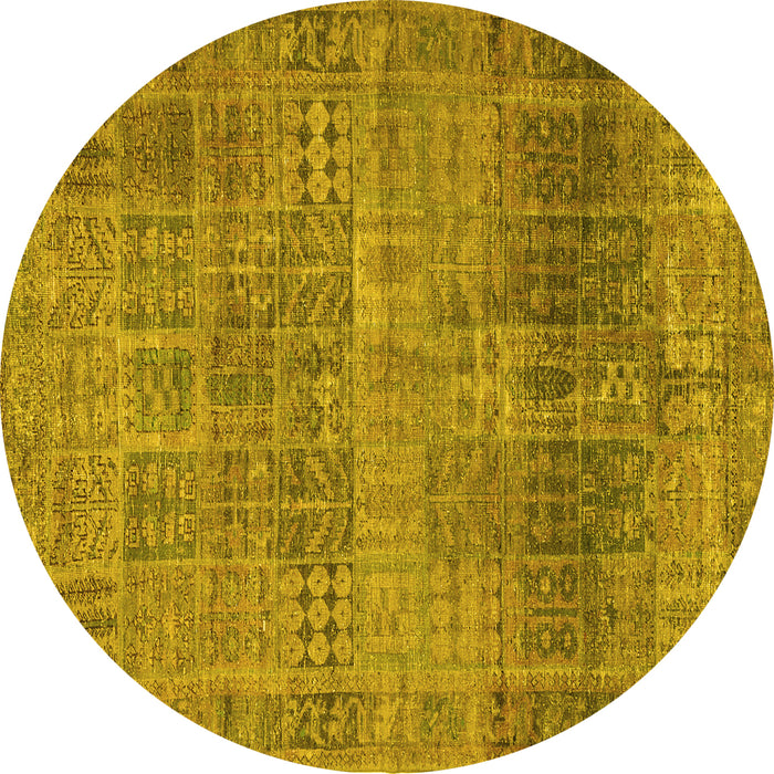 Round Machine Washable Persian Yellow Traditional Rug, wshtr3224yw