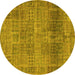 Round Machine Washable Persian Yellow Traditional Rug, wshtr3224yw