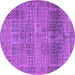 Round Machine Washable Persian Purple Traditional Area Rugs, wshtr3224pur