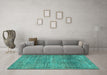 Machine Washable Persian Turquoise Traditional Area Rugs in a Living Room,, wshtr3224turq