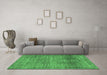 Machine Washable Persian Emerald Green Traditional Area Rugs in a Living Room,, wshtr3224emgrn