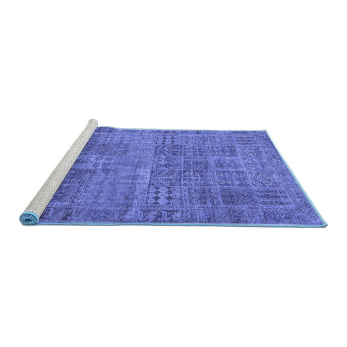 Sideview of Machine Washable Persian Blue Traditional Rug, wshtr3224blu
