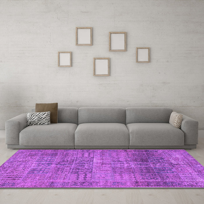 Machine Washable Persian Purple Traditional Area Rugs in a Living Room, wshtr3224pur