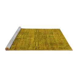 Sideview of Machine Washable Persian Yellow Traditional Rug, wshtr3224yw