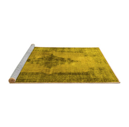 Sideview of Machine Washable Persian Yellow Traditional Rug, wshtr3225yw