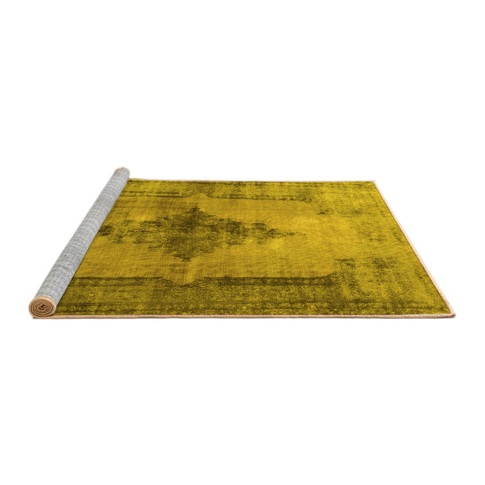 Sideview of Machine Washable Persian Yellow Traditional Rug, wshtr3225yw