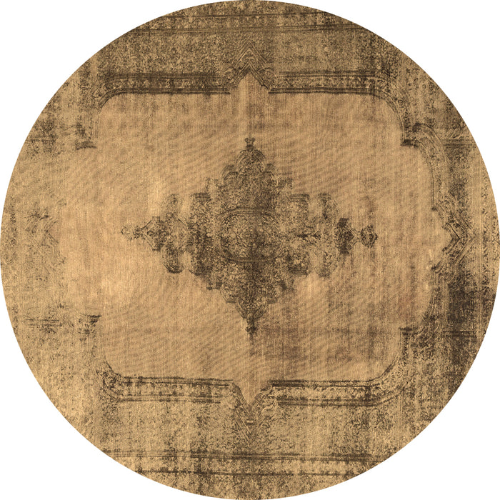 Round Machine Washable Persian Brown Traditional Rug, wshtr3225brn