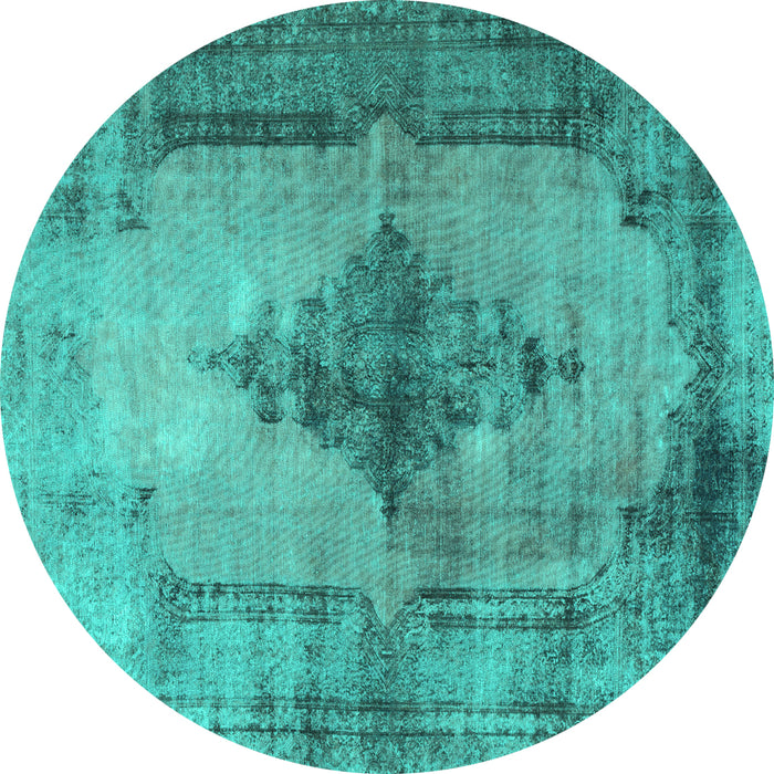 Round Persian Turquoise Traditional Rug, tr3225turq