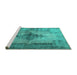 Sideview of Machine Washable Persian Turquoise Traditional Area Rugs, wshtr3225turq