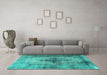 Machine Washable Persian Turquoise Traditional Area Rugs in a Living Room,, wshtr3225turq