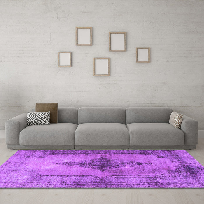 Machine Washable Persian Purple Traditional Area Rugs in a Living Room, wshtr3225pur