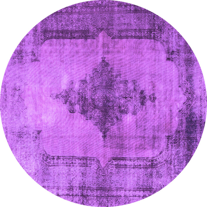 Round Persian Purple Traditional Rug, tr3225pur