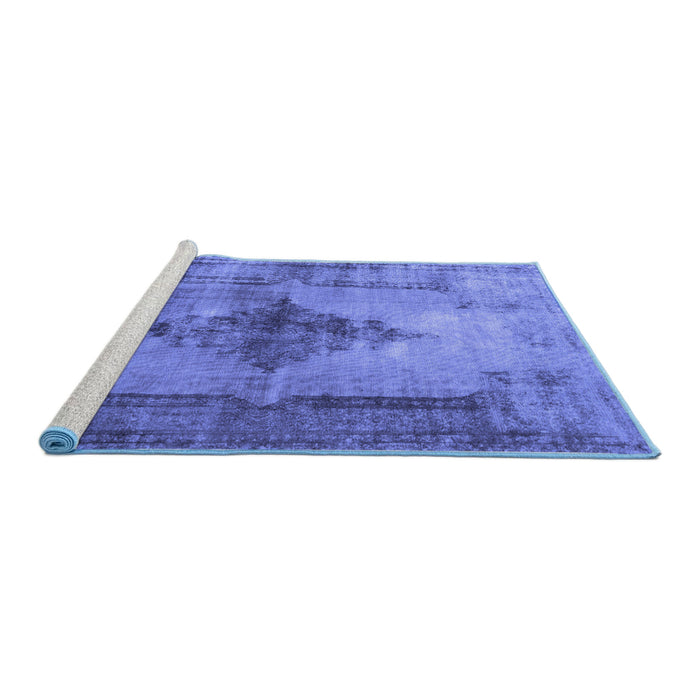 Sideview of Machine Washable Persian Blue Traditional Rug, wshtr3225blu