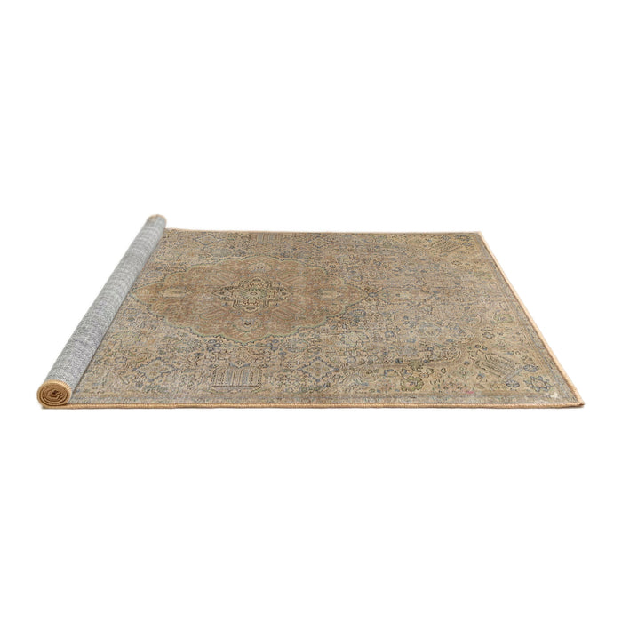 Sideview of Machine Washable Traditional Dark Almond Brown Rug, wshtr3226