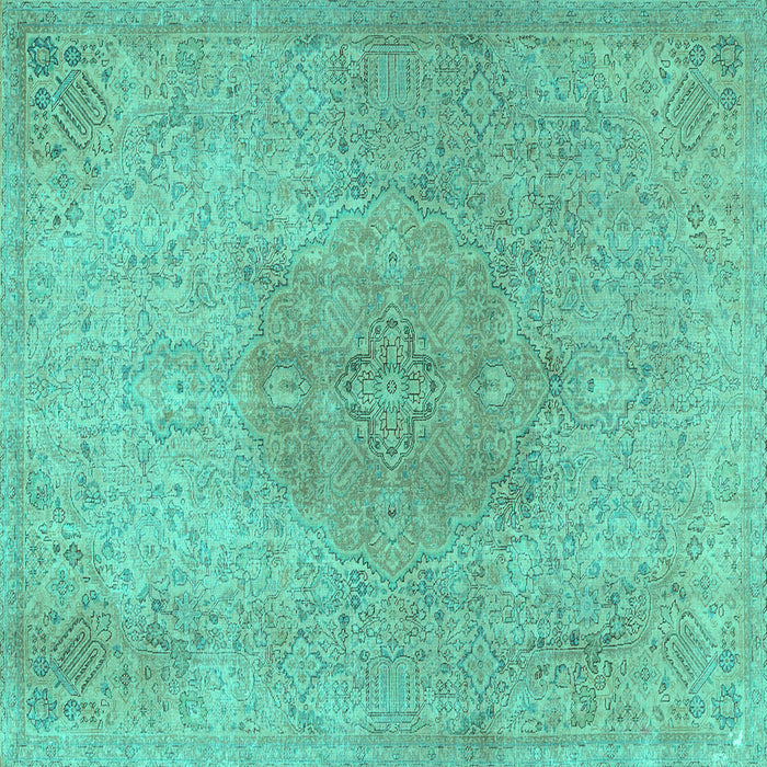 Square Machine Washable Persian Turquoise Traditional Area Rugs, wshtr3226turq