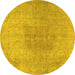 Round Persian Yellow Traditional Rug, tr3226yw