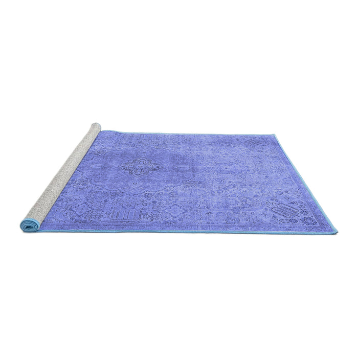 Sideview of Machine Washable Persian Blue Traditional Rug, wshtr3226blu