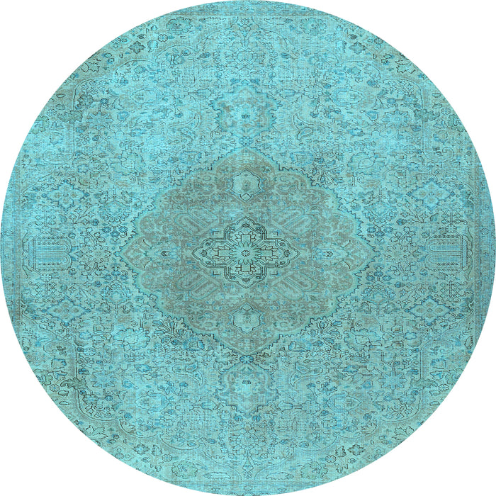 Round Machine Washable Persian Light Blue Traditional Rug, wshtr3226lblu
