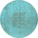 Round Machine Washable Persian Light Blue Traditional Rug, wshtr3226lblu