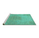 Sideview of Machine Washable Persian Turquoise Traditional Area Rugs, wshtr3226turq