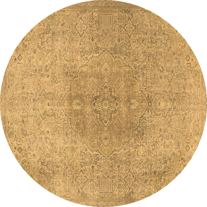 Round Persian Brown Traditional Rug, tr3226brn