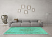 Machine Washable Persian Turquoise Traditional Area Rugs in a Living Room,, wshtr3226turq