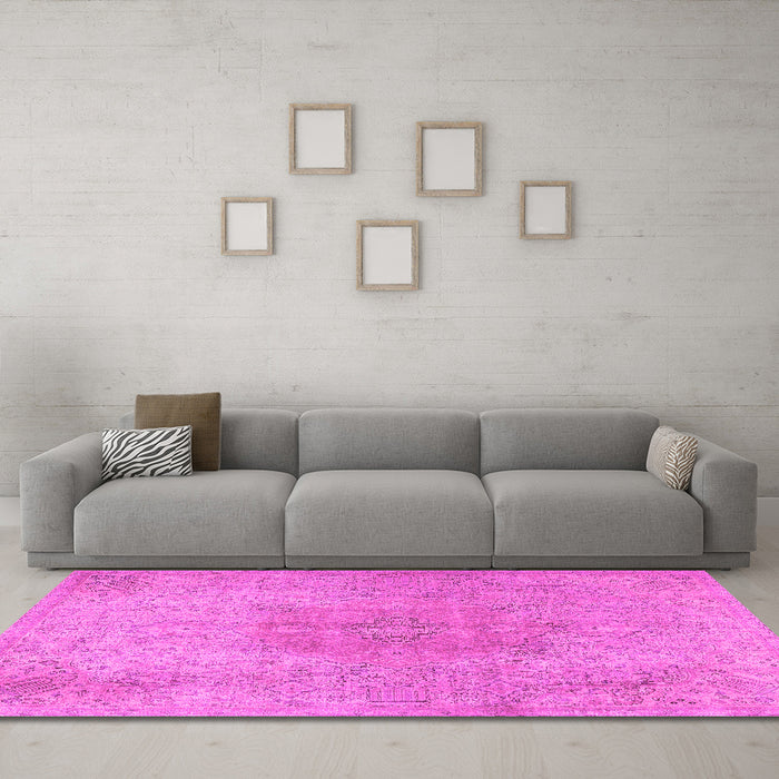 Machine Washable Persian Pink Traditional Rug in a Living Room, wshtr3226pnk