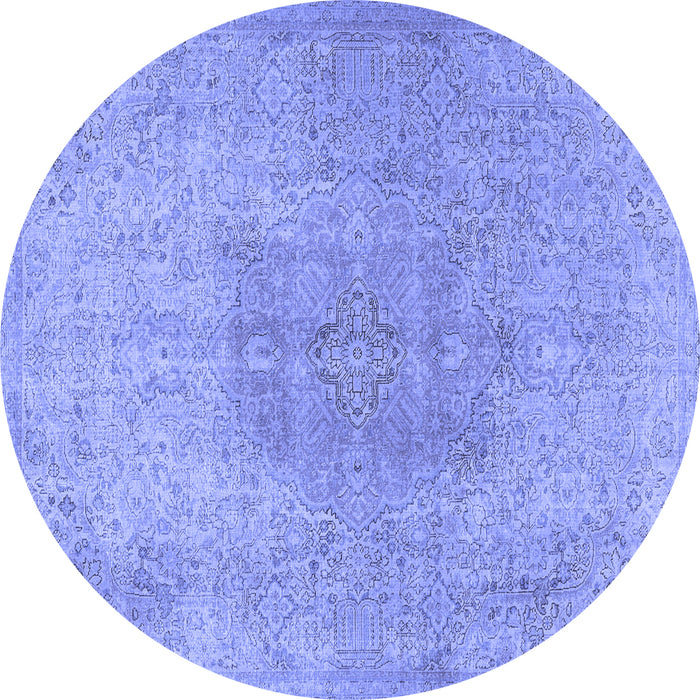 Round Persian Blue Traditional Rug, tr3226blu