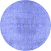Round Persian Blue Traditional Rug, tr3226blu