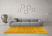 Machine Washable Persian Yellow Traditional Rug in a Living Room, wshtr3227yw