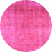 Round Persian Pink Traditional Rug, tr3227pnk