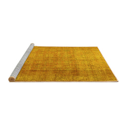 Sideview of Machine Washable Persian Yellow Traditional Rug, wshtr3227yw