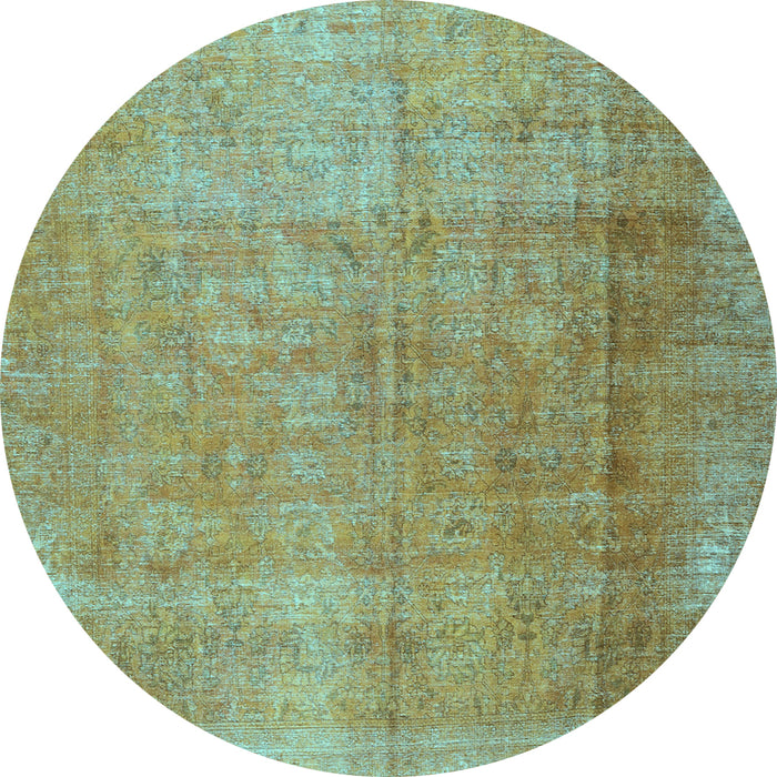 Round Machine Washable Persian Light Blue Traditional Rug, wshtr3227lblu