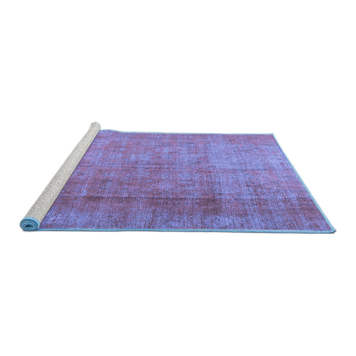 Sideview of Machine Washable Persian Blue Traditional Rug, wshtr3227blu