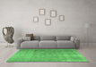 Machine Washable Persian Emerald Green Traditional Area Rugs in a Living Room,, wshtr3227emgrn