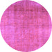 Round Persian Purple Traditional Rug, tr3227pur