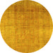 Round Persian Yellow Traditional Rug, tr3227yw